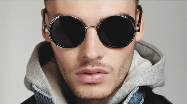 Steampunk Retro Coating mens vintage round Sunglasses Men women brand designer