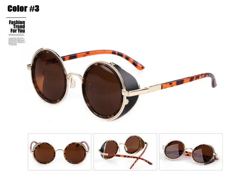 Steampunk Retro Coating mens vintage round Sunglasses Men women brand designer