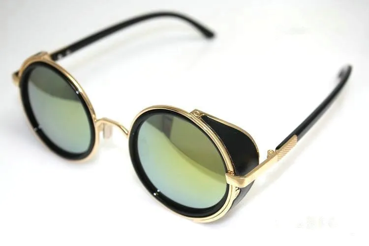 Steampunk Retro Coating mens vintage round Sunglasses Men women brand designer
