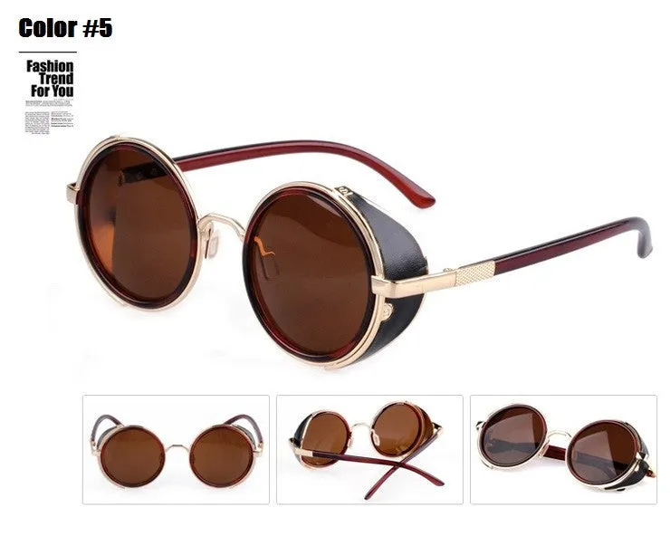 Steampunk Retro Coating mens vintage round Sunglasses Men women brand designer