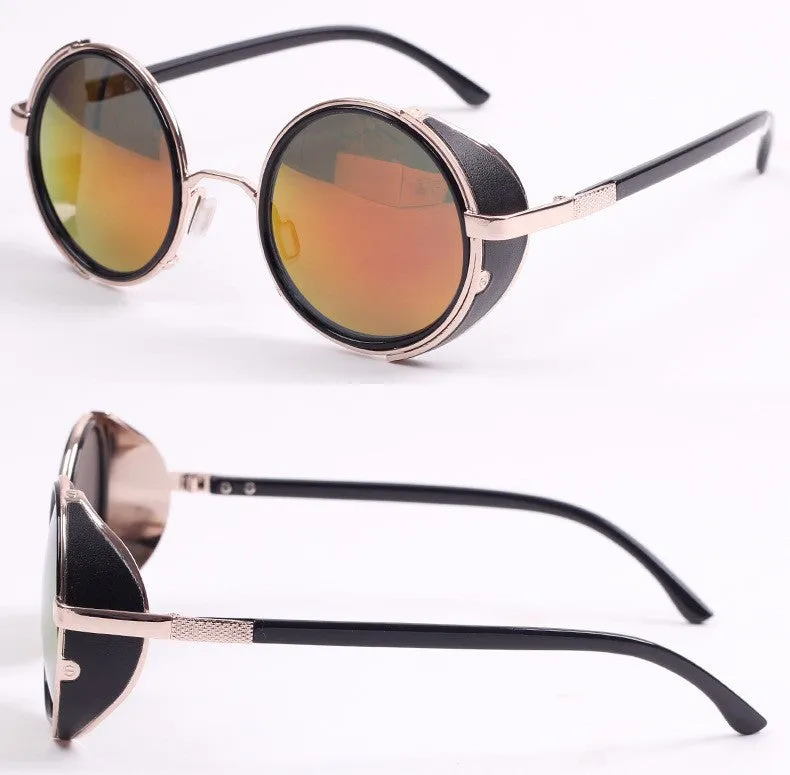 Steampunk Retro Coating mens vintage round Sunglasses Men women brand designer