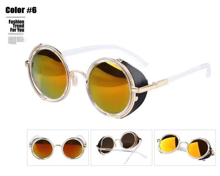 Steampunk Retro Coating mens vintage round Sunglasses Men women brand designer
