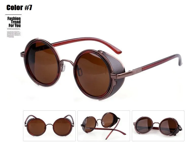 Steampunk Retro Coating mens vintage round Sunglasses Men women brand designer