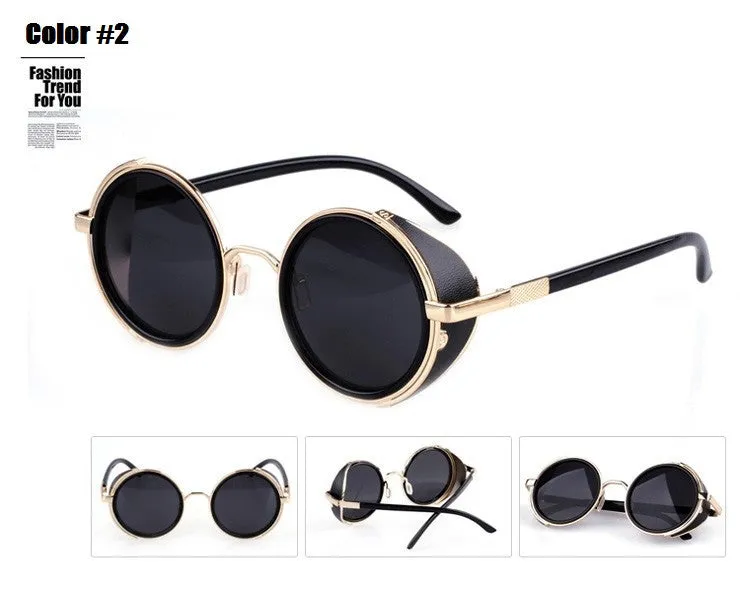 Steampunk Retro Coating mens vintage round Sunglasses Men women brand designer