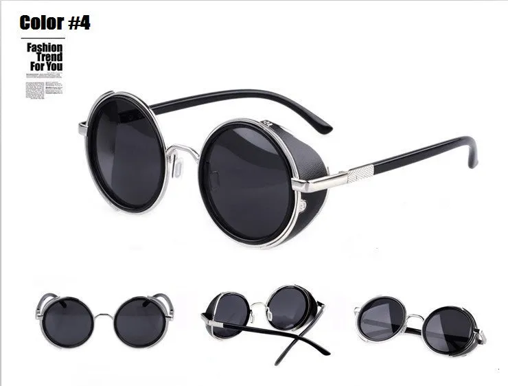 Steampunk Retro Coating mens vintage round Sunglasses Men women brand designer