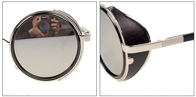 Steampunk Retro Coating mens vintage round Sunglasses Men women brand designer