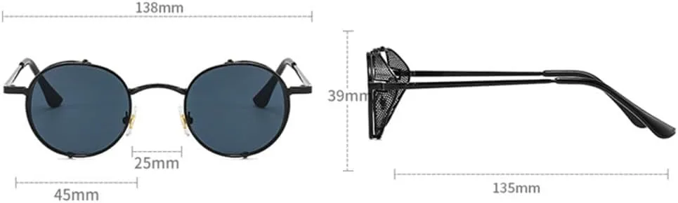 Steampunk Sunglasses Men Vintage Metal Round Sunglasses Women Small Shades UV400 Eyewear