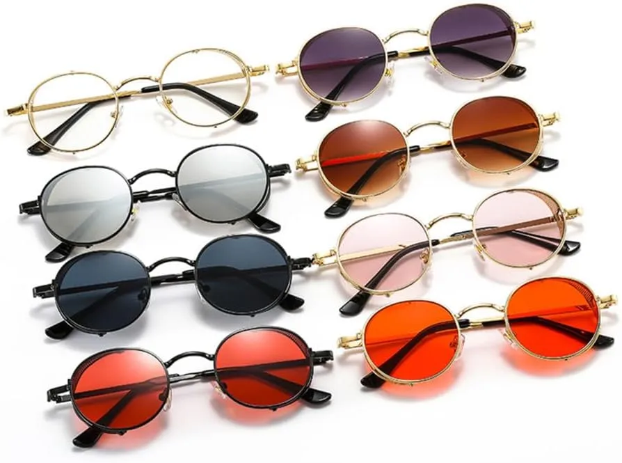 Steampunk Sunglasses Men Vintage Metal Round Sunglasses Women Small Shades UV400 Eyewear