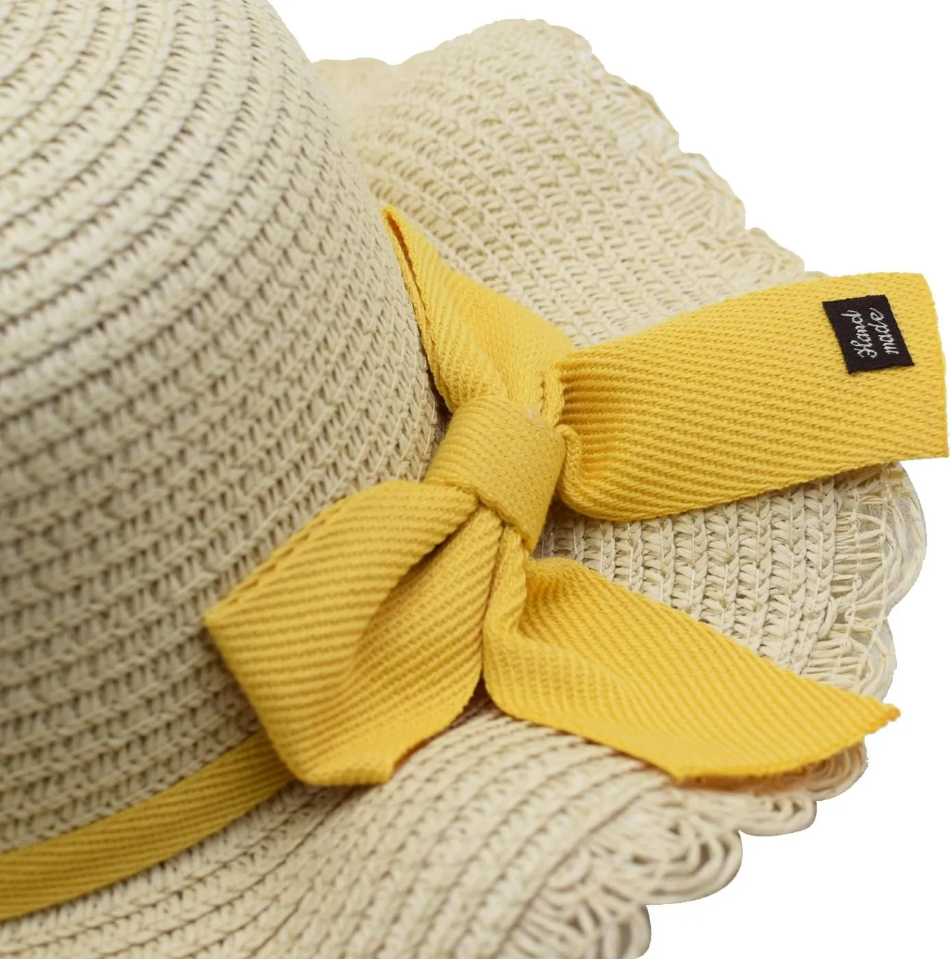 Straw Hat for Kids Boy Girls Wide Brim Summer Sun Beach Cap Cute Bowknot Hat