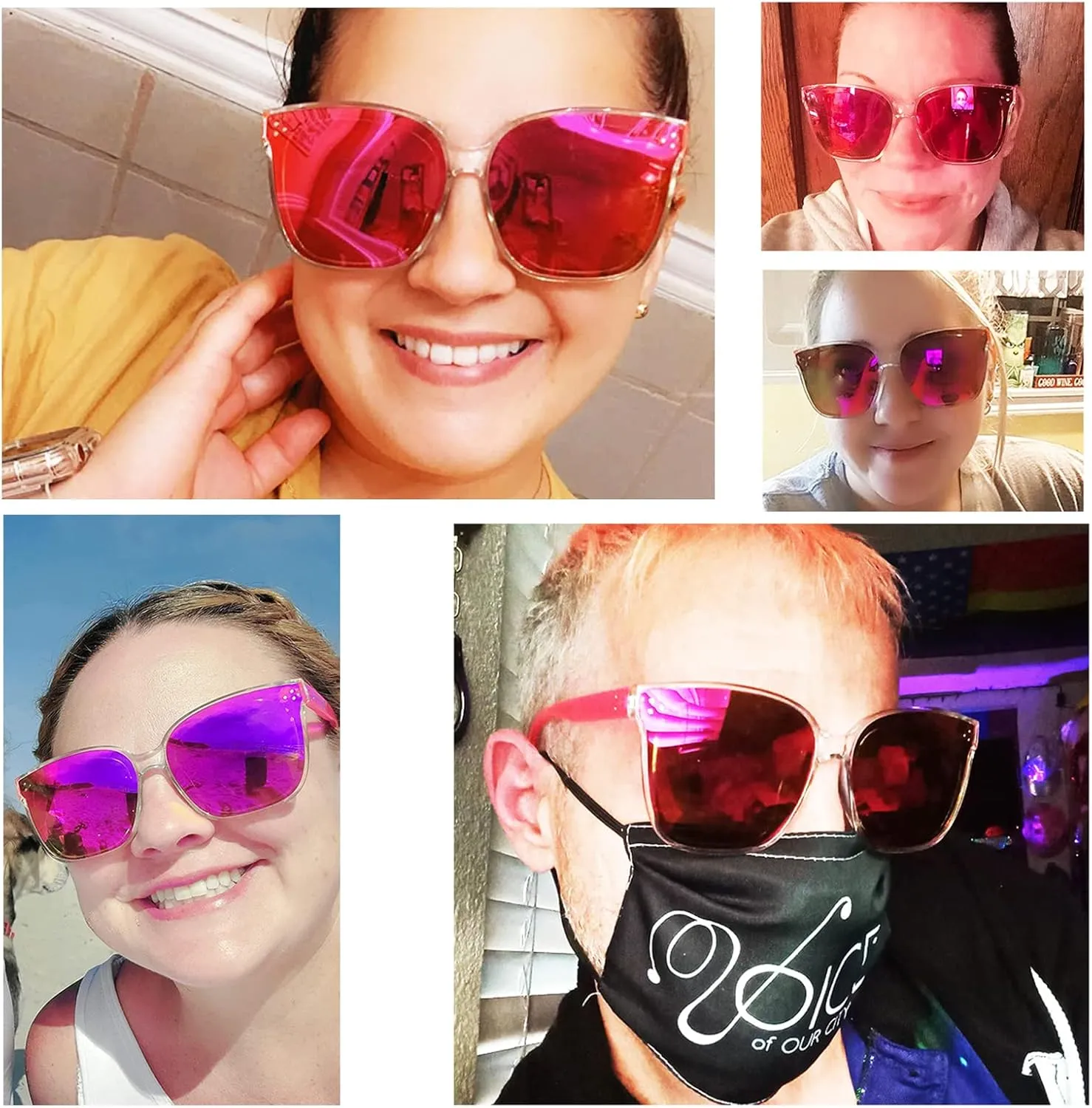 Sumato Sunglasses Womens, Oversized Pink Sunglasses for Women with Trendy Mirrored Lens UV400 Blocking