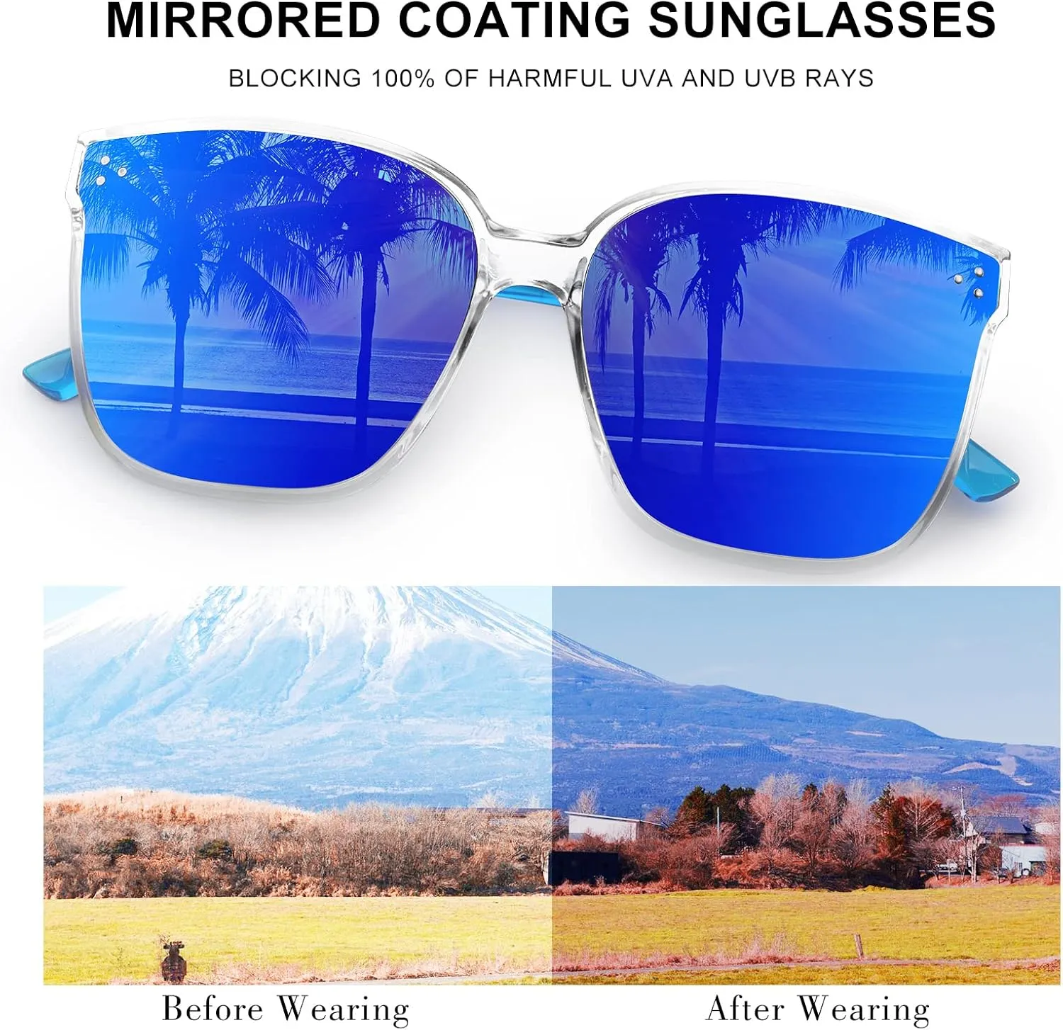 Sumato Sunglasses Womens, Oversized Pink Sunglasses for Women with Trendy Mirrored Lens UV400 Blocking