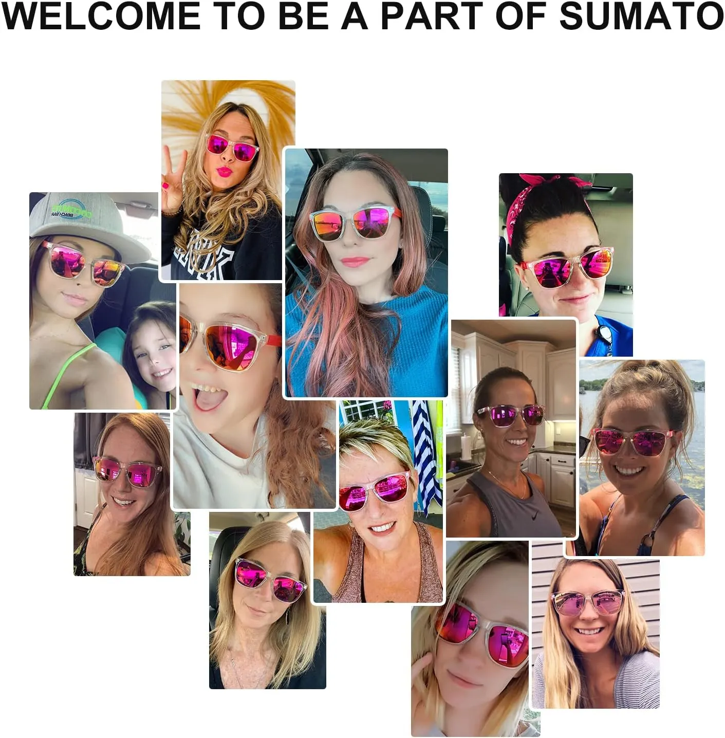 Sumato Sunglasses Womens, Oversized Pink Sunglasses for Women with Trendy Mirrored Lens UV400 Blocking