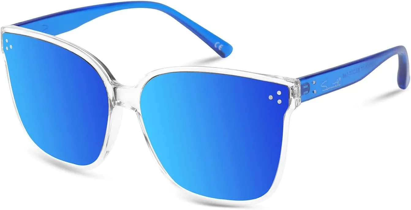 Sumato Sunglasses Womens, Oversized Pink Sunglasses for Women with Trendy Mirrored Lens UV400 Blocking