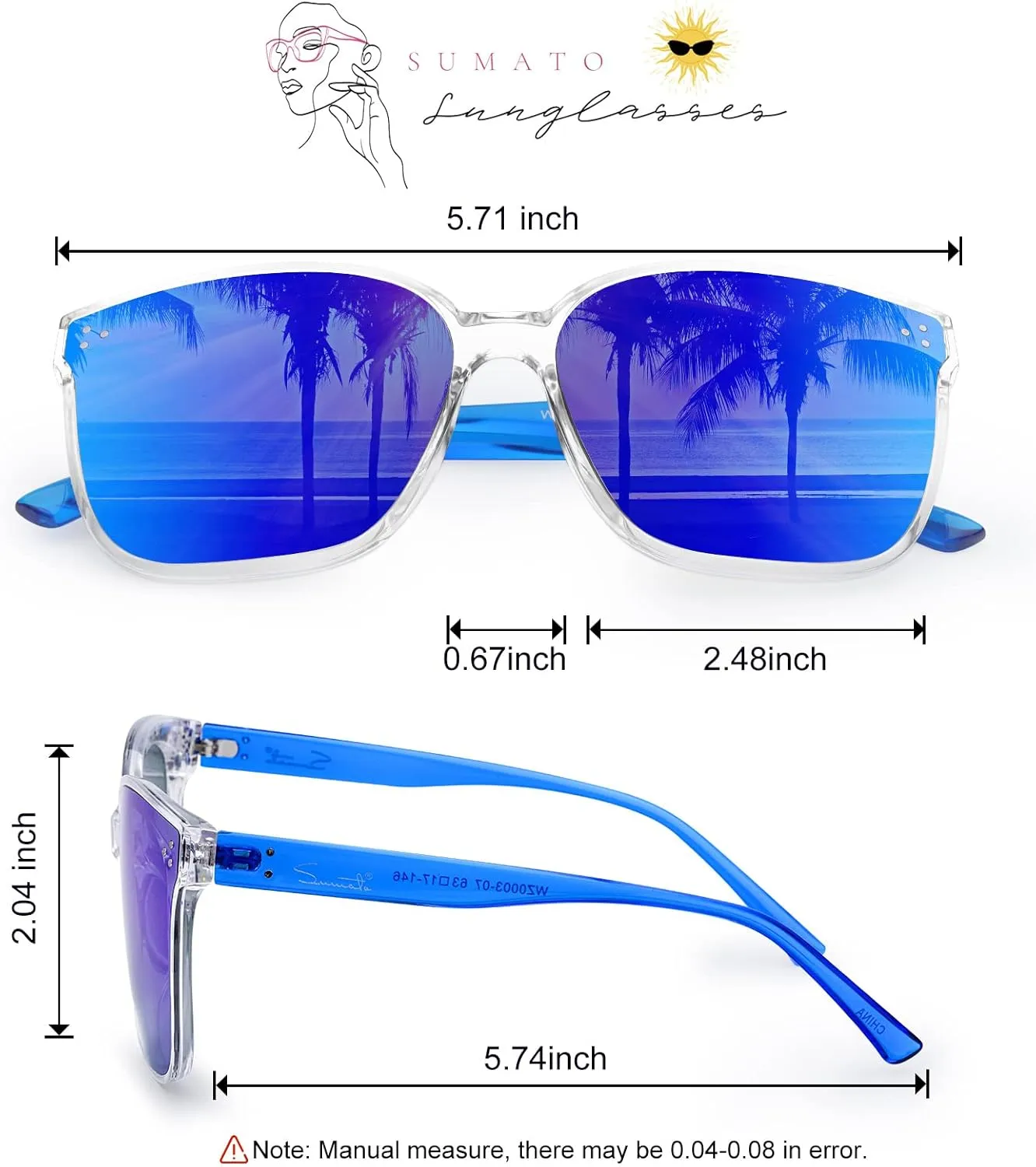 Sumato Sunglasses Womens, Oversized Pink Sunglasses for Women with Trendy Mirrored Lens UV400 Blocking