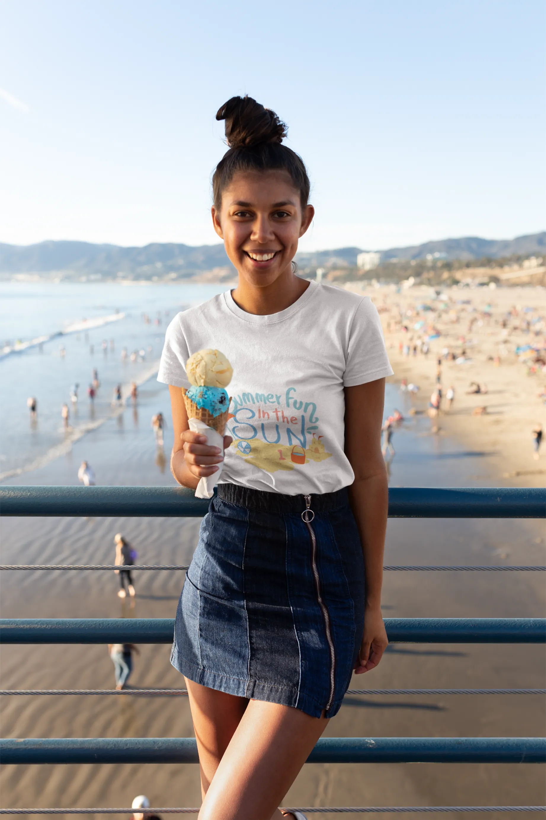 Summer Fun In The Sun White Printed T-shirt for women
