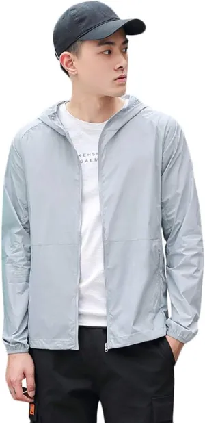 Sun Protective Jacket, Men Sun Protective Clothing UV-Proof Quick Dry Thin Breathable Lightweight Waterproof Summer Outdoor Protective Jacket