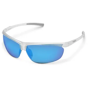 Suncloud Unisex Matte Crystal Frame Blue Mirror Lens Zephyr Polarized Sunglasses - 2405392M4725X