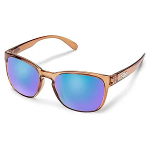Suncloud Women's Transparent Brown Frames Blue Mirror Lens Loveseat Polarized Sunglasses - 2020636AZ525X