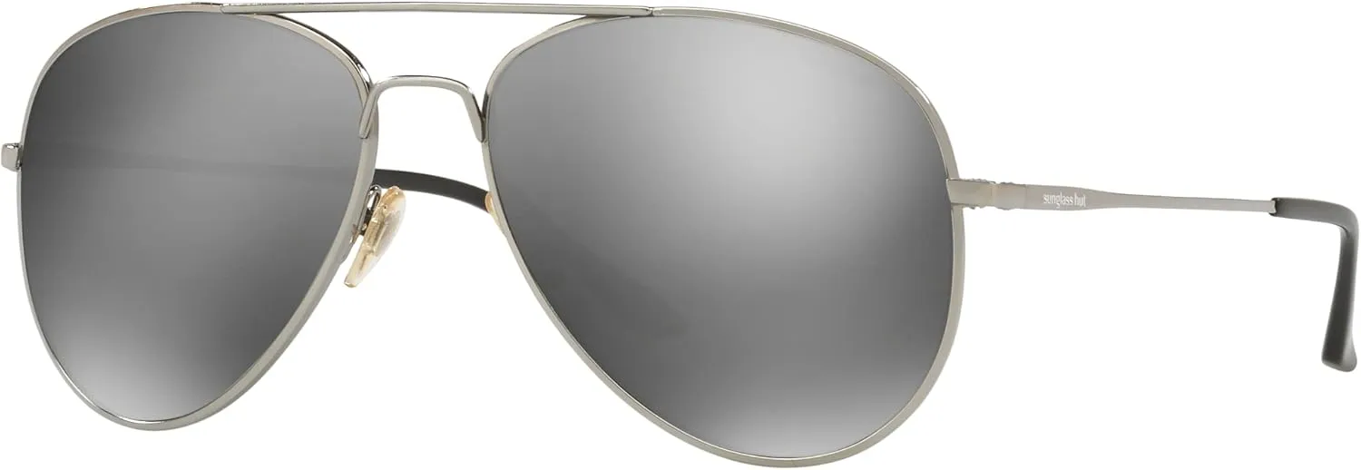 Sunglass Hut Collection Man Sunglasses Gunmetal Frame, Grey Mirror Silver Lenses, 59MM