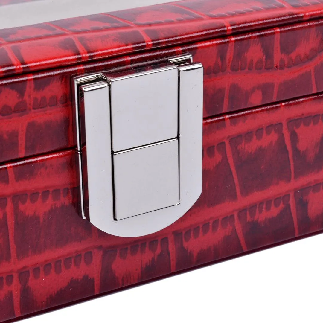Sunglasses Box II | Leather Spectacle Case Box | 100% Genuine Leather | Color: Red & Blue