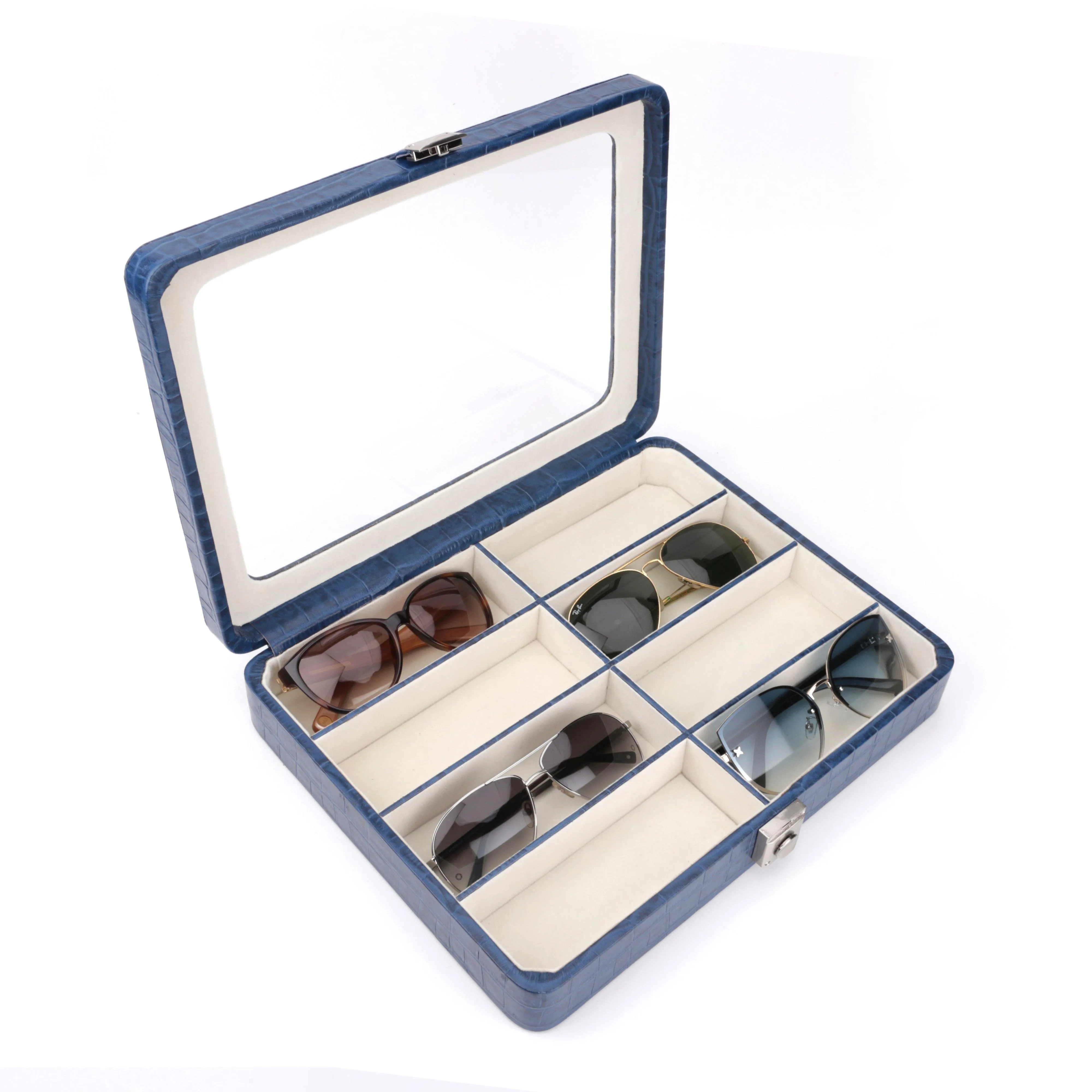 Sunglasses Box II | Leather Spectacle Case Box | 100% Genuine Leather | Color: Red & Blue