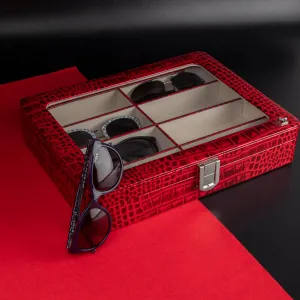 Sunglasses Box II | Leather Spectacle Case Box | 100% Genuine Leather | Color: Red & Blue