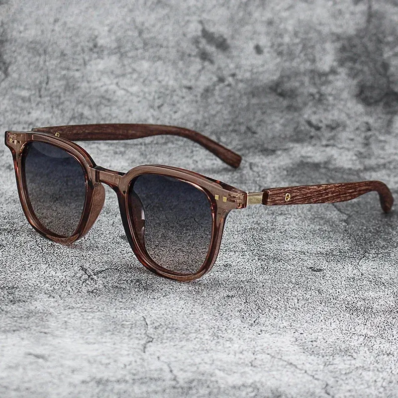 Sunglasses for Men Women's Trendy Retro Wood Grain Polarized Eyewear for Outdoor Cycling and Street Photography
