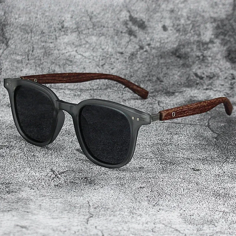 Sunglasses for Men Women's Trendy Retro Wood Grain Polarized Eyewear for Outdoor Cycling and Street Photography