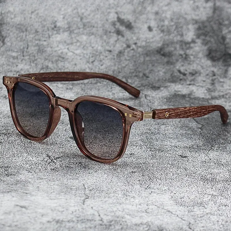 Sunglasses for Men Women's Trendy Retro Wood Grain Polarized Eyewear for Outdoor Cycling and Street Photography