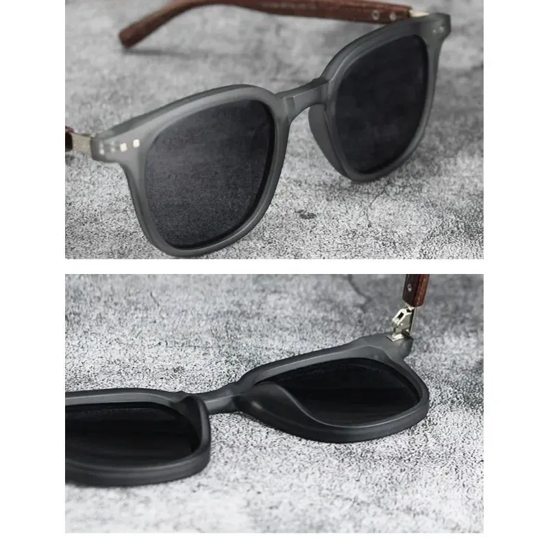 Sunglasses for Men Women's Trendy Retro Wood Grain Polarized Eyewear for Outdoor Cycling and Street Photography