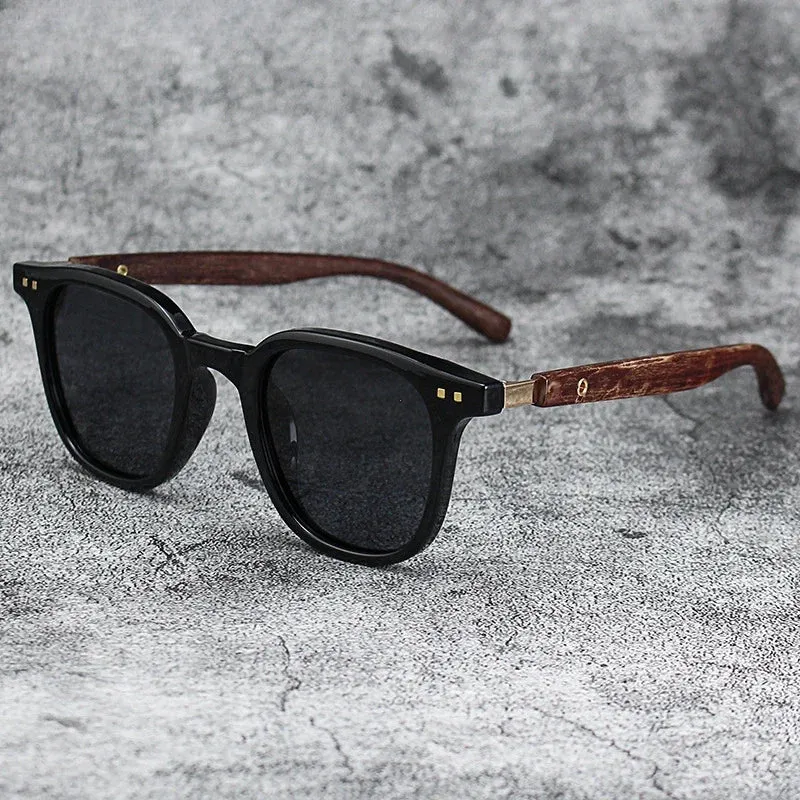 Sunglasses for Men Women's Trendy Retro Wood Grain Polarized Eyewear for Outdoor Cycling and Street Photography