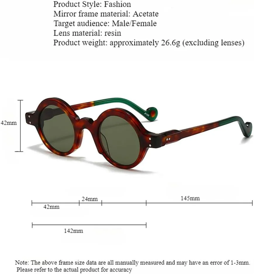 Sunglasses for Women Retro Acetate Outdoor Fashion Sunscreen Color Round UV400