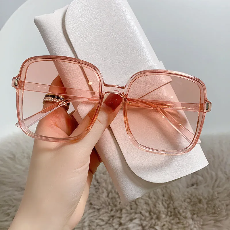 Sunglasses for women, summer sunshade large frame, round face, slimming sunglasses, retro ins driving anti-UV glasses