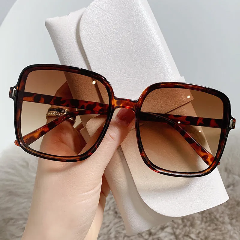 Sunglasses for women, summer sunshade large frame, round face, slimming sunglasses, retro ins driving anti-UV glasses