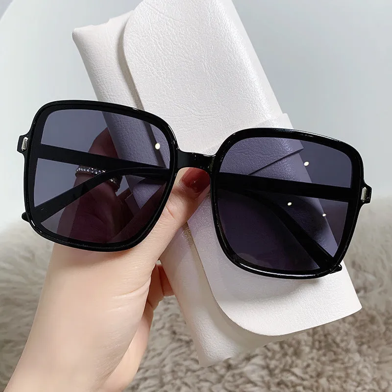 Sunglasses for women, summer sunshade large frame, round face, slimming sunglasses, retro ins driving anti-UV glasses