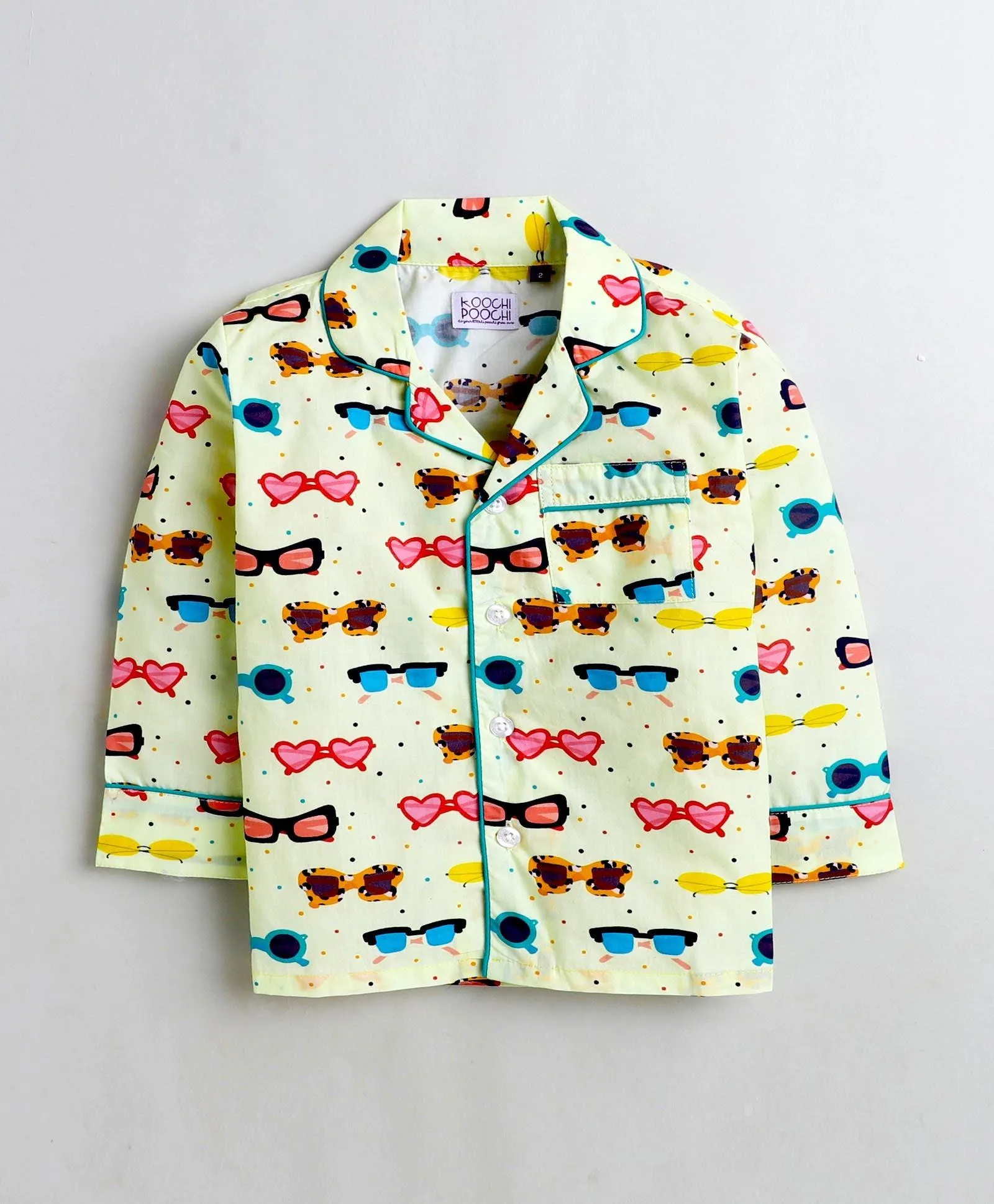 Sunglasses Printed Night Suit Set for Girls