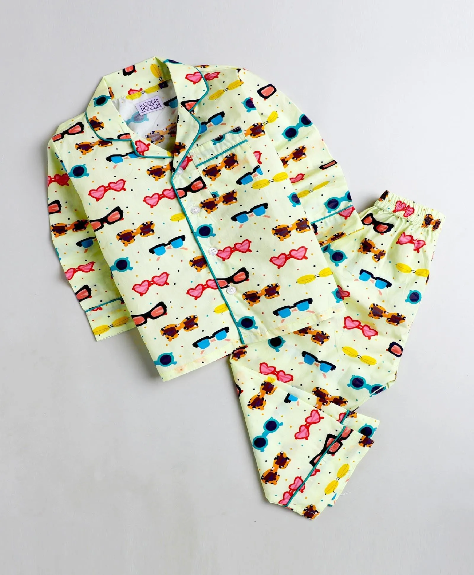 Sunglasses Printed Night Suit Set for Girls