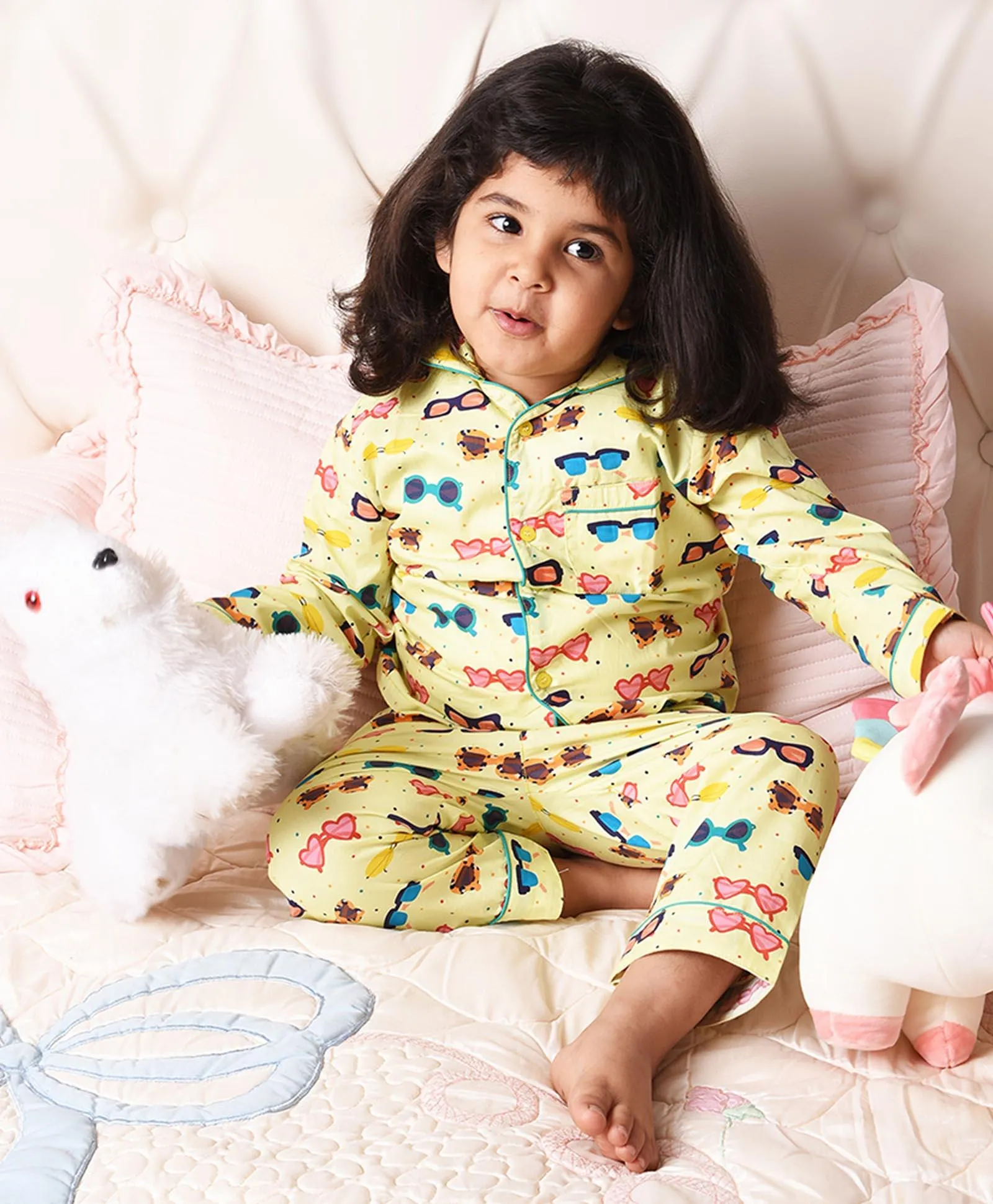 Sunglasses Printed Night Suit Set for Girls