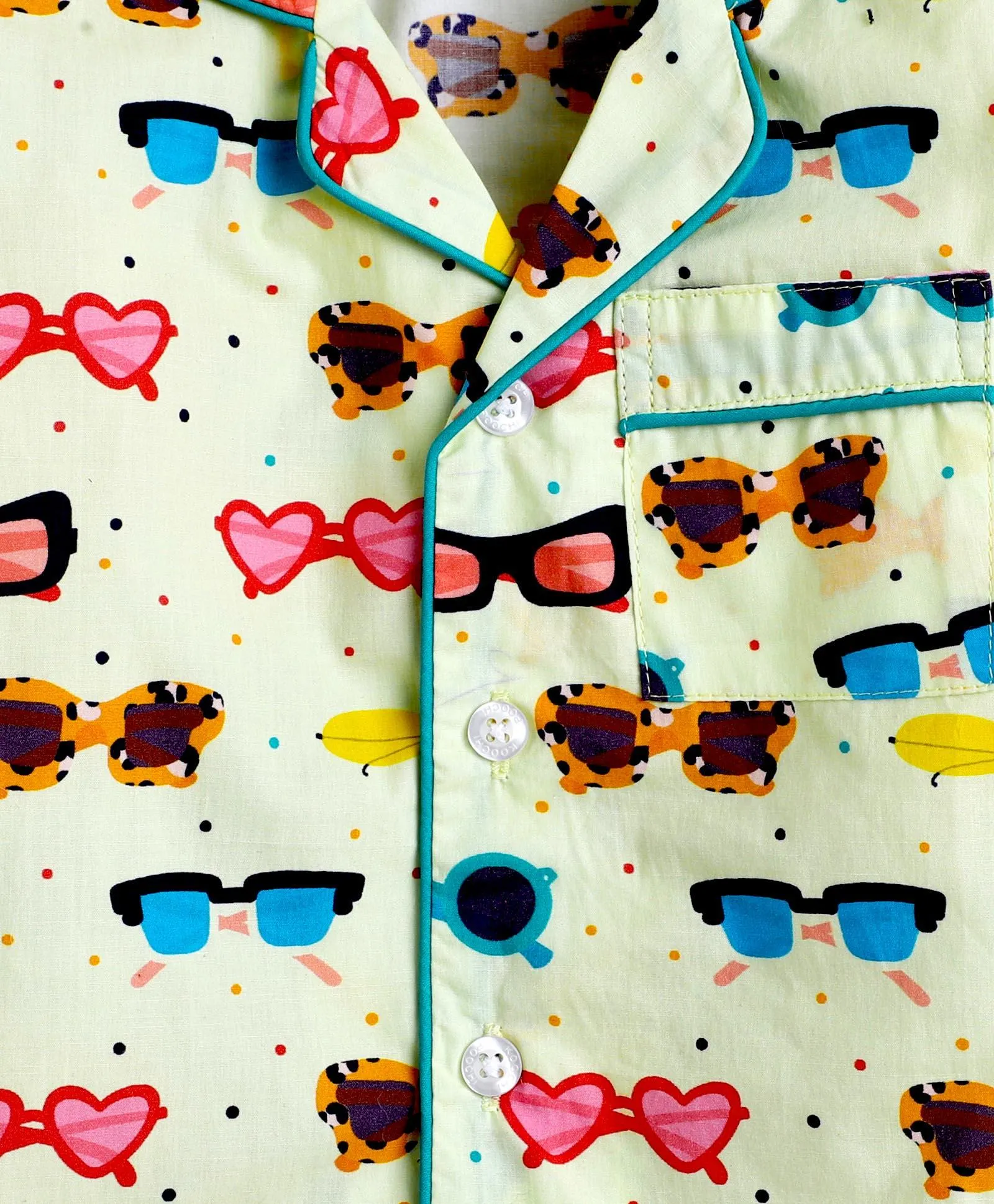 Sunglasses Printed Night Suit Set for Girls
