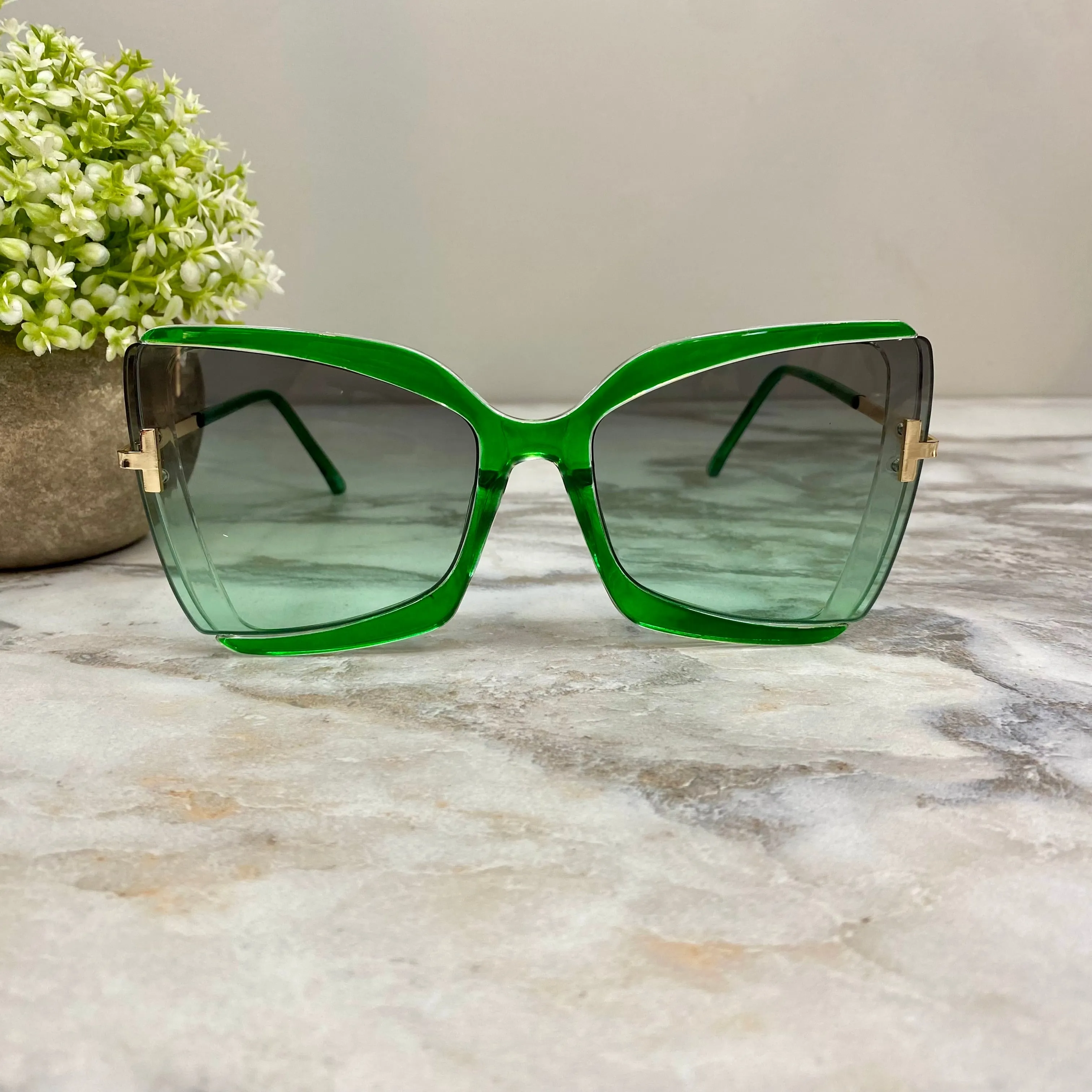 Sunglasses - Style G - Green Green