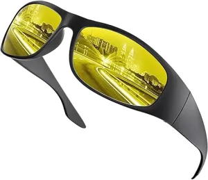 Super Dark Polarized Sunglasses, Biker Style Rider (Yellow)