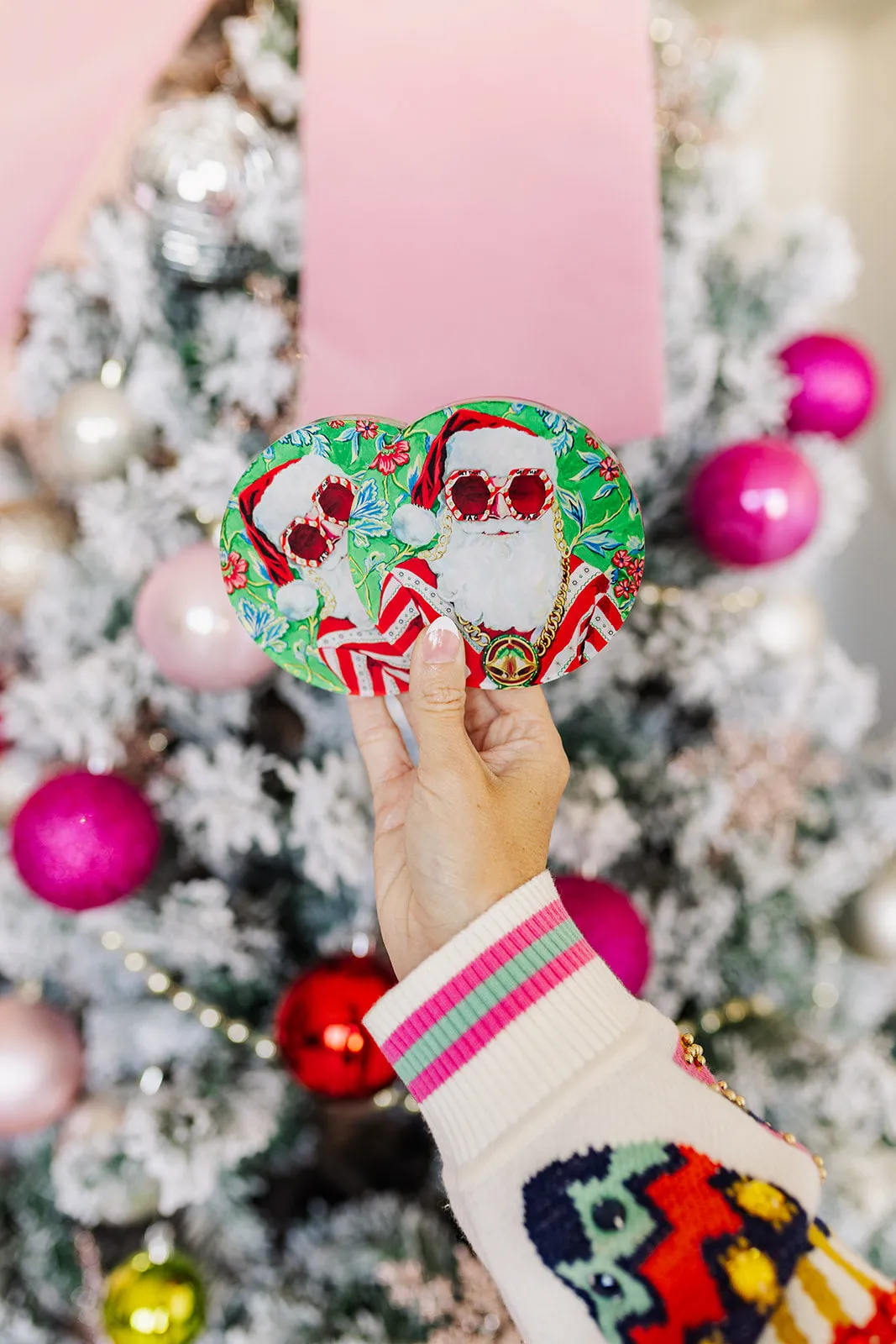 Swanky Santa Acrylic Coaster Set - Multi