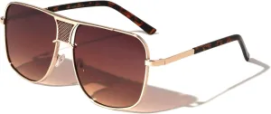 Tacoma Square Flat Top Bridge Shield Aviator Sunglasses
