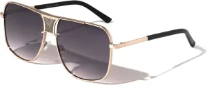 Tacoma Square Flat Top Bridge Shield Aviator Sunglasses