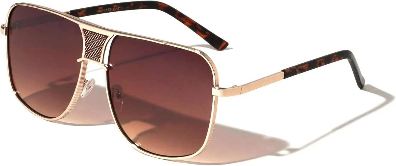 Tacoma Square Flat Top Bridge Shield Aviator Sunglasses