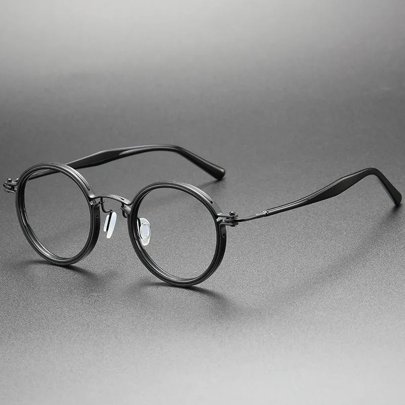 Tadeo Titanium Vintage Round Eyeglasses Frames