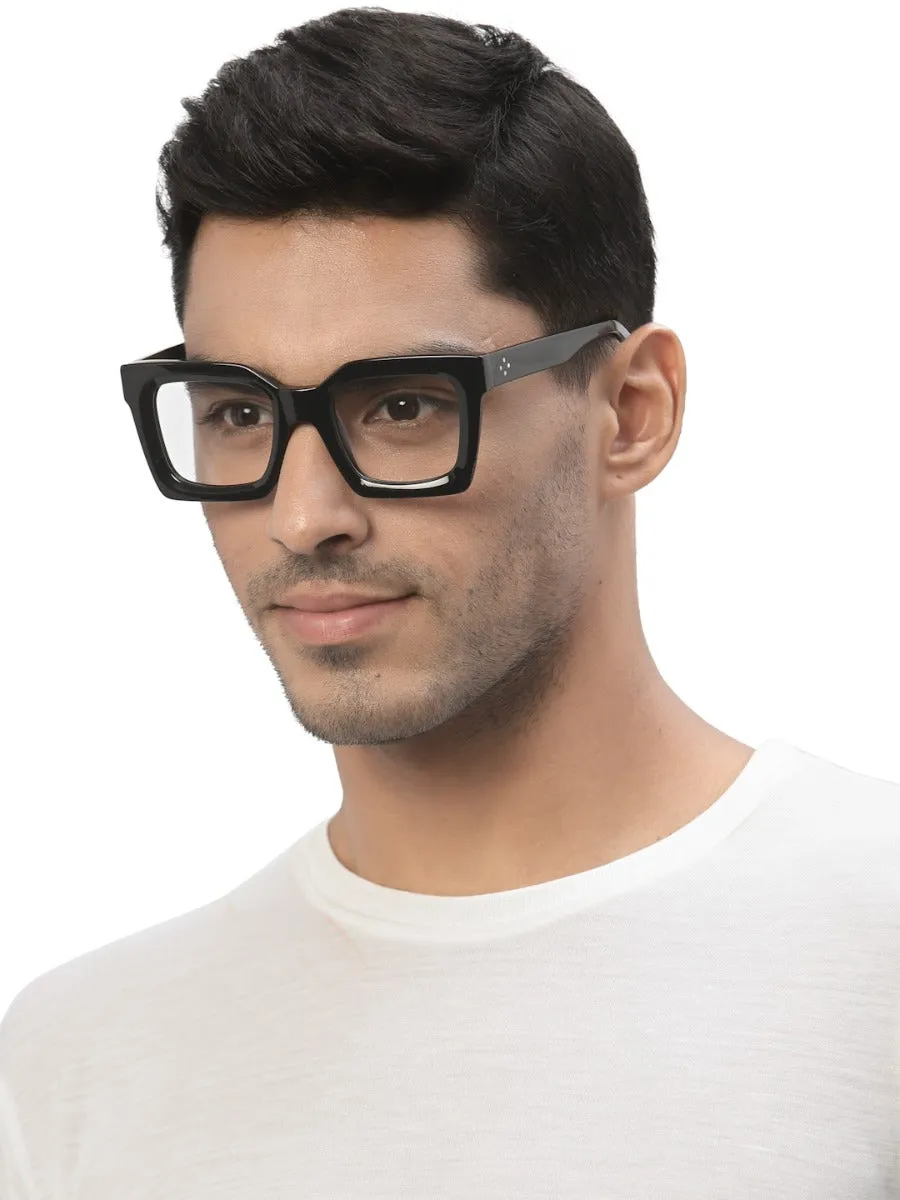 Thick Black Square Full Rim Acetate Frame for Men & Women