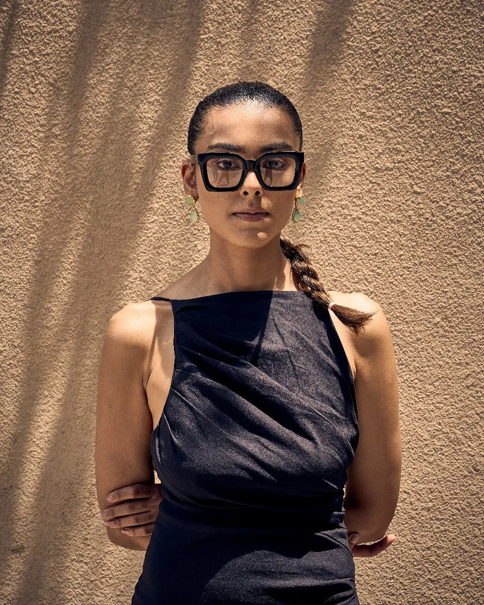 Thick Black Square Full Rim Acetate Frame for Men & Women
