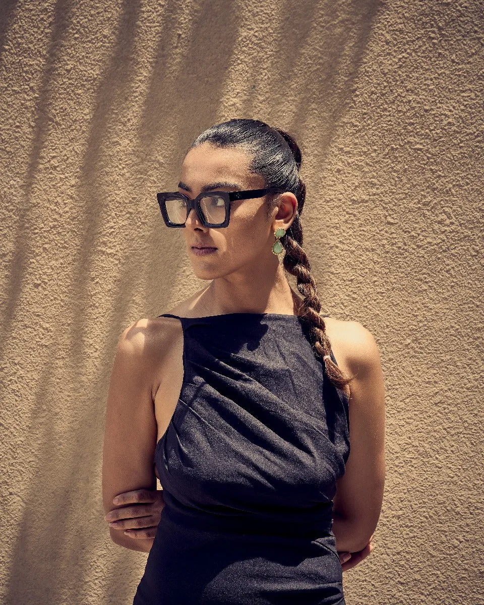 Thick Black Square Full Rim Acetate Frame for Men & Women
