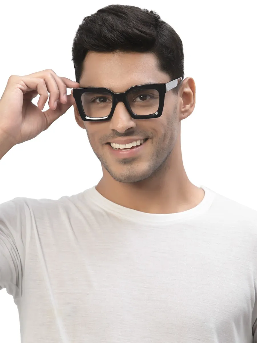 Thick Black Square Full Rim Acetate Frame for Men & Women